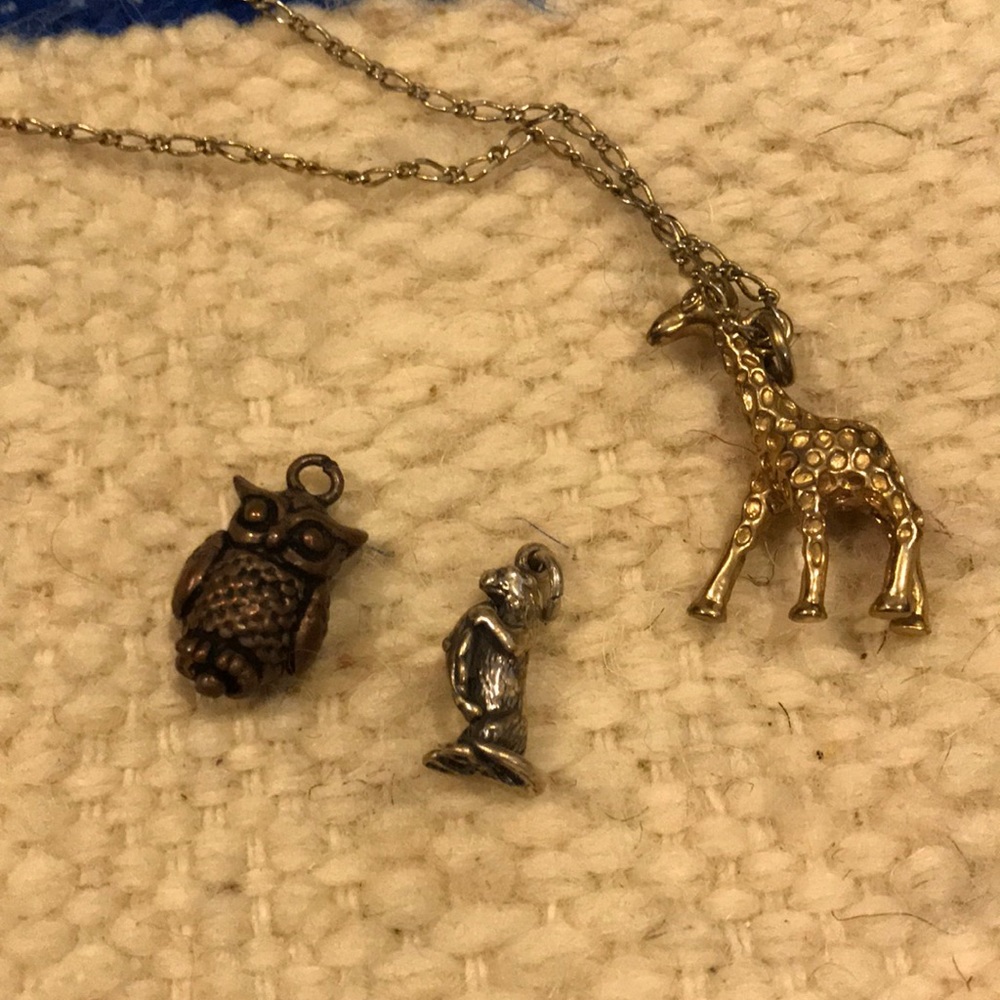 Trio of Animal Pendants - Owl, Otter, Giraffe